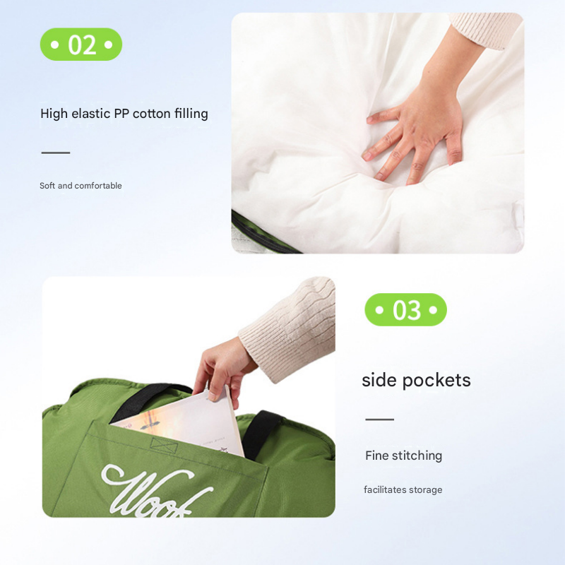 Foldable Portable Plush Pet Travel Bed - Waterproof Teflon Khaki Small-Medium